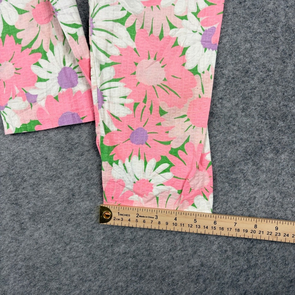 Unbranded Floral Daisy Pants Women Small Pink White Green‎ Retro Boho Cropped - Picture 7 of 11